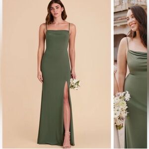 Birdy Grey Ash Dress Luxe Knit Olive green maxi wedding guest